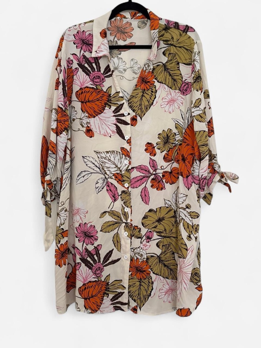 Cupshe Oaklyn Tropical Floral Shirt Dress / Beach Cover-Up Size XL